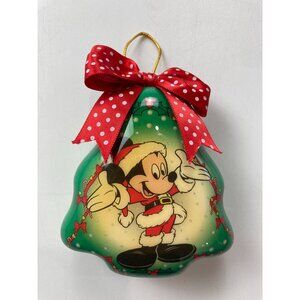 DIsney Mickey Mouse Santa Christmas Tree Ornament with Bow 4"